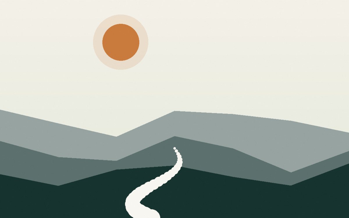 Heavy clouds building over a hilly trail
